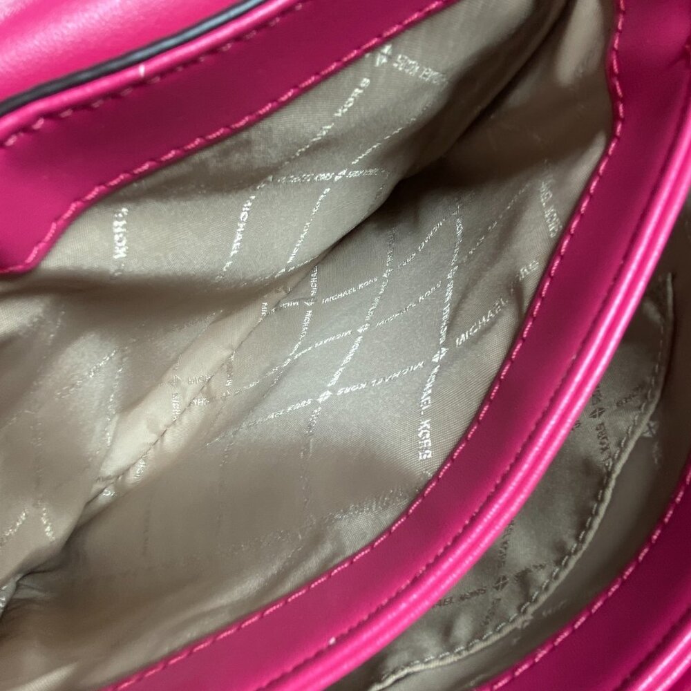 Michael Kors Addison Messenger Bag Women S Electric Pink Leather Crossbody Strap - Picture 14 of 16